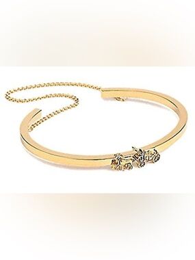 COACH Women's Horse and Carriage Double Chain Gold Tone Cuff Bracelet (F33376)
